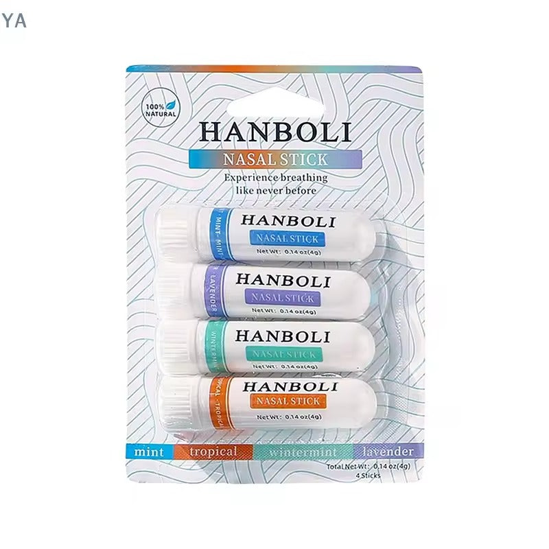 Hanboli™ Aromatherapy Nasal Inhaler Stick Set (4-Pack) - Mint, Tropical, Wintermint, Lavender