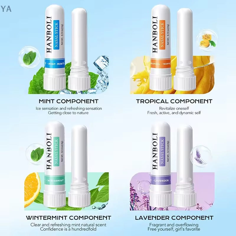 Hanboli™ Aromatherapy Nasal Inhaler Stick Set (4-Pack) - Mint, Tropical, Wintermint, Lavender
